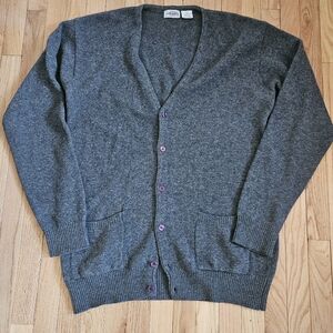 Piccadilly Mens Vtg Cardigan Sweater Lambswool XL Tall XLT Grandpa Heritage